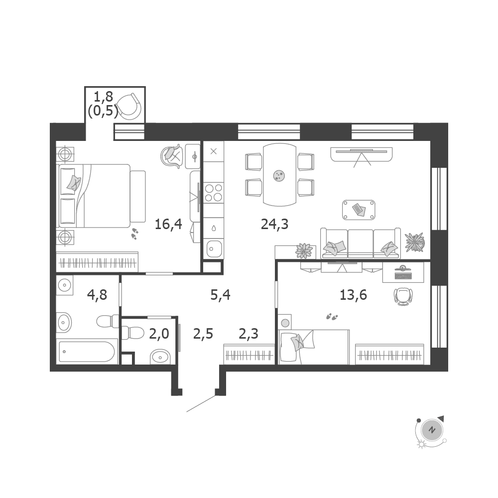 2-комнатная, 71,8 м² — 51 468 392 ₽