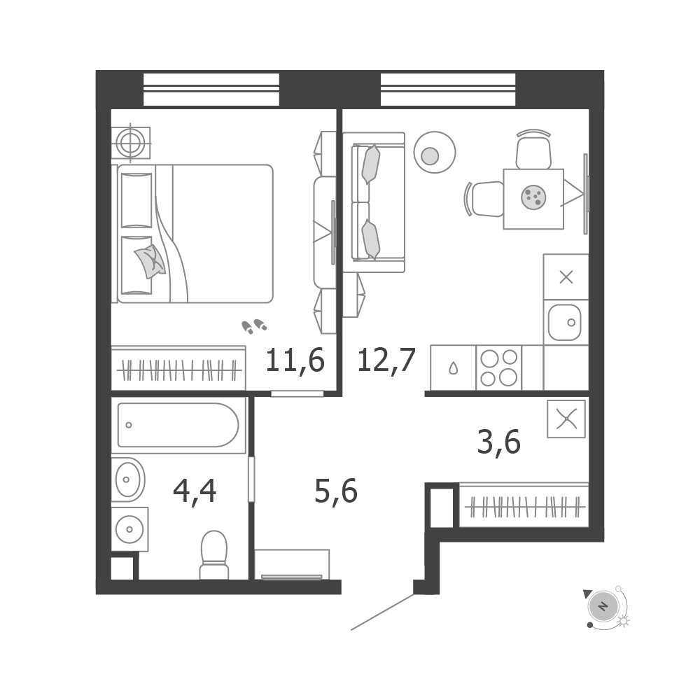 1-комнатная, 37,9 м² — 25 619 866 ₽