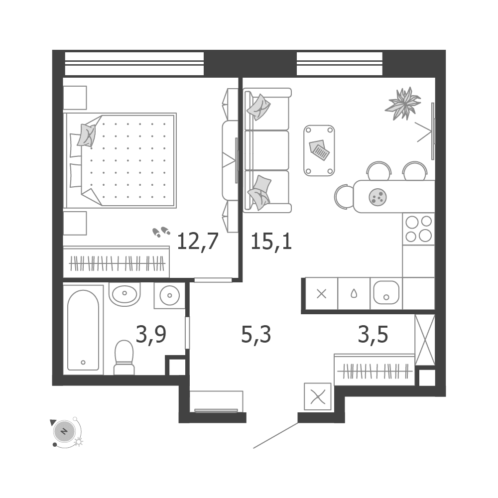 1-комнатная, 40,5 м² — 27 090 450 ₽