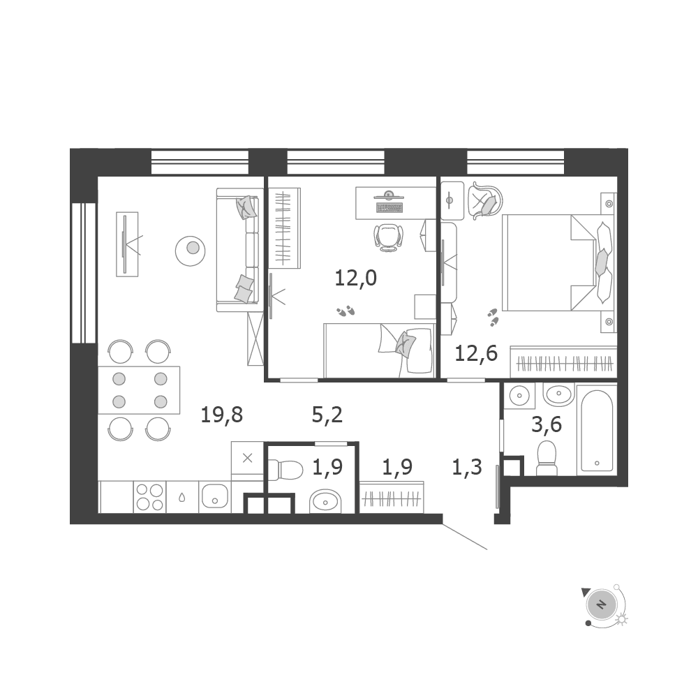 2-комнатная, 58,3 м² — 32 564 842 ₽