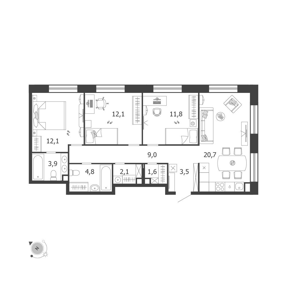 3-комнатная, 81,6 м² — 46 248 428 ₽