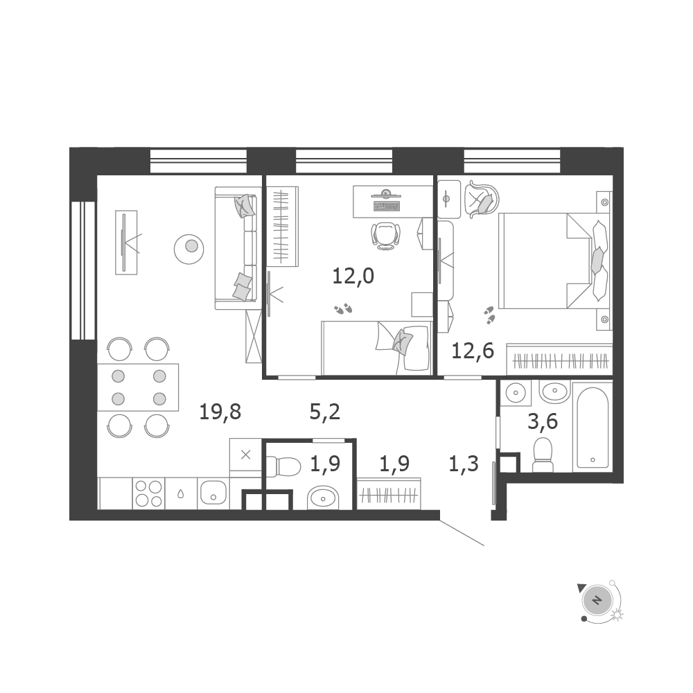 2-комнатная, 58,3 м² — 32 982 916 ₽