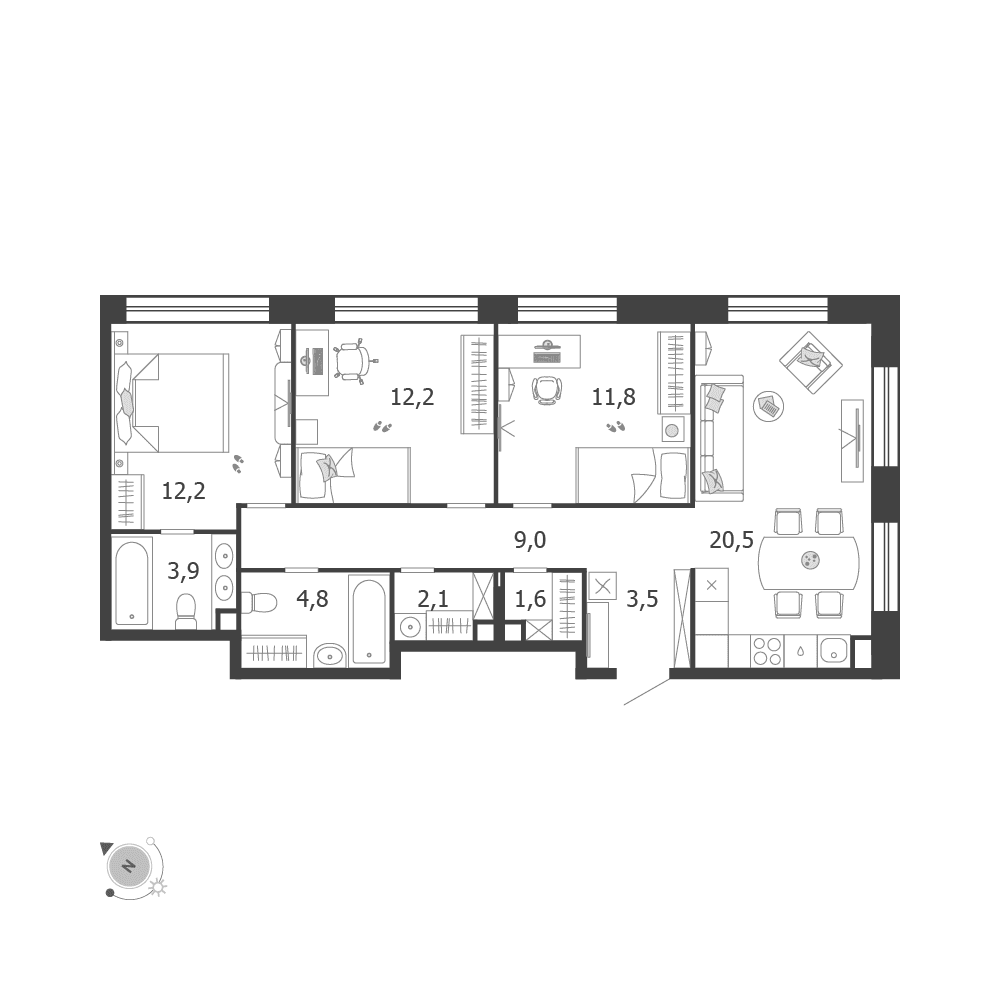 3-комнатная, 81,6 м² — 61 297 063 ₽
