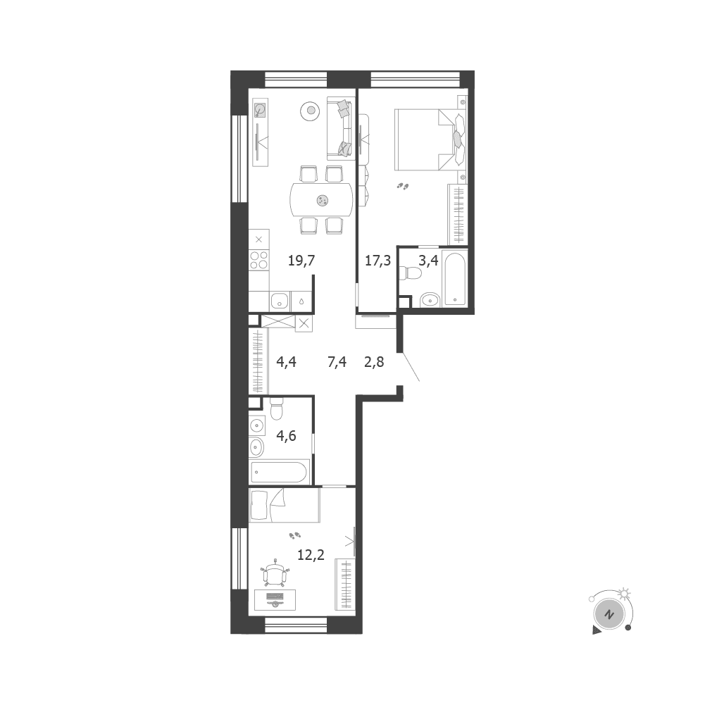 2-комнатная, 71,8 м² — 46 457 426 ₽