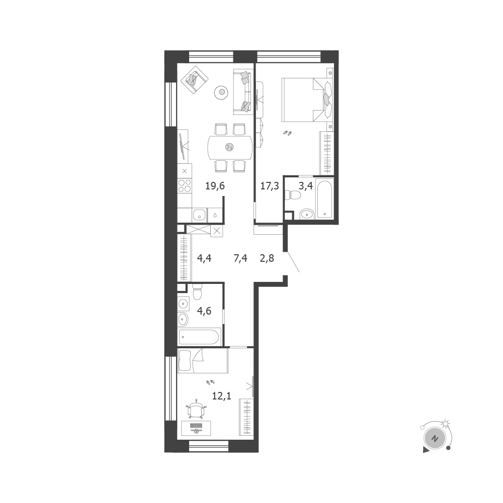 2-комнатная, 71,6 м² — 48 178 498 ₽