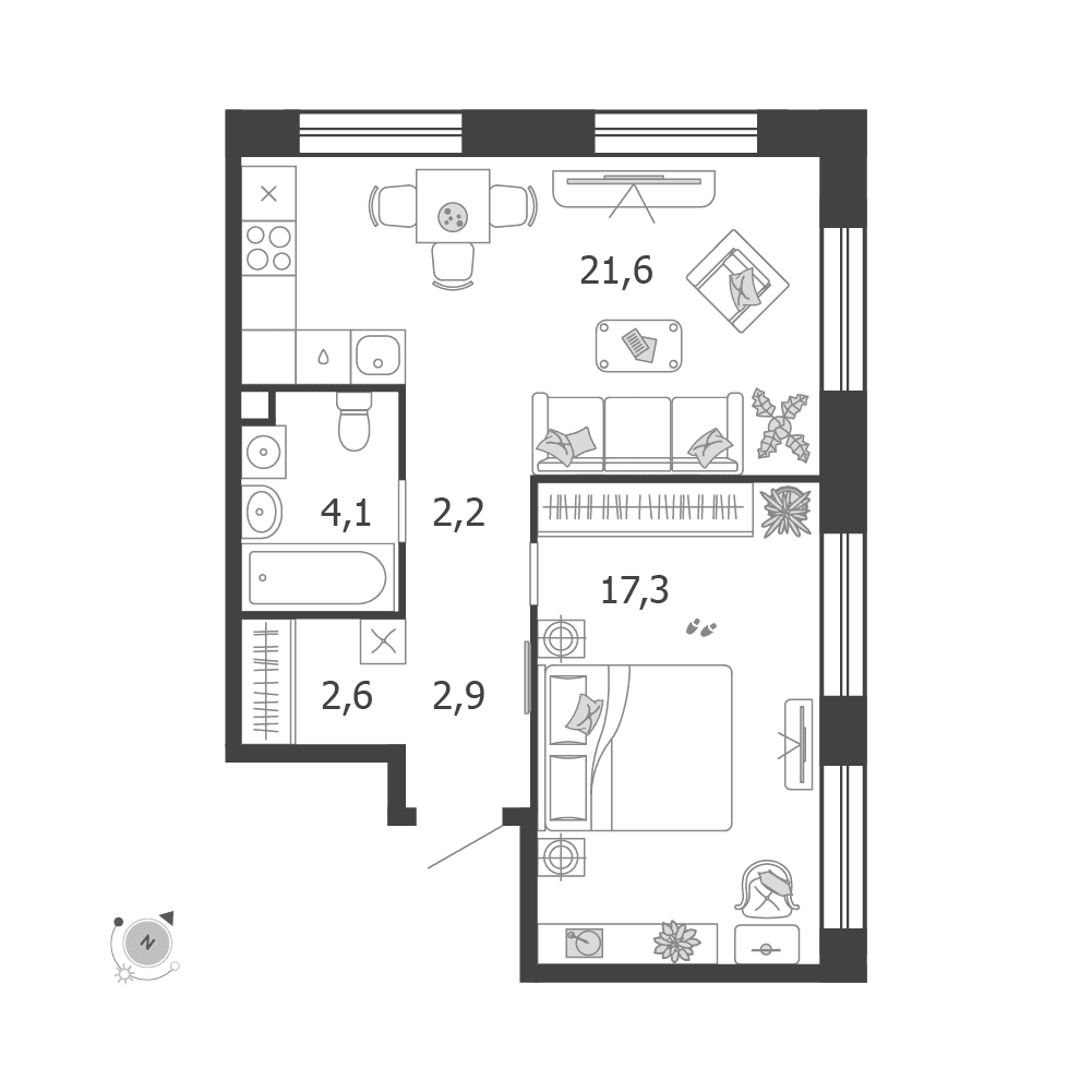 1-комнатная, 50,7 м² — 37 914 927 ₽