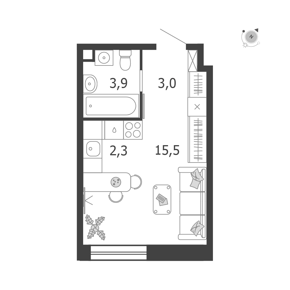 Студия, 24,7 м² — 19 656 617 ₽