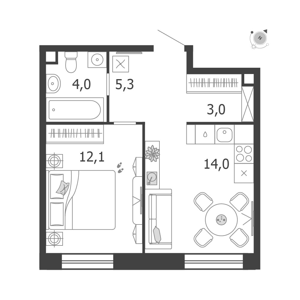 1-комнатная, 38,4 м² — 24 191 407 ₽