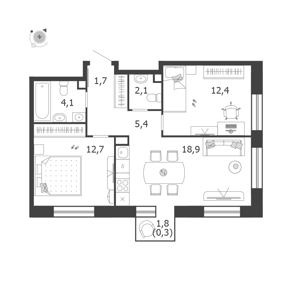 2-комнатная, 57,8 м² — 31 408 453 ₽