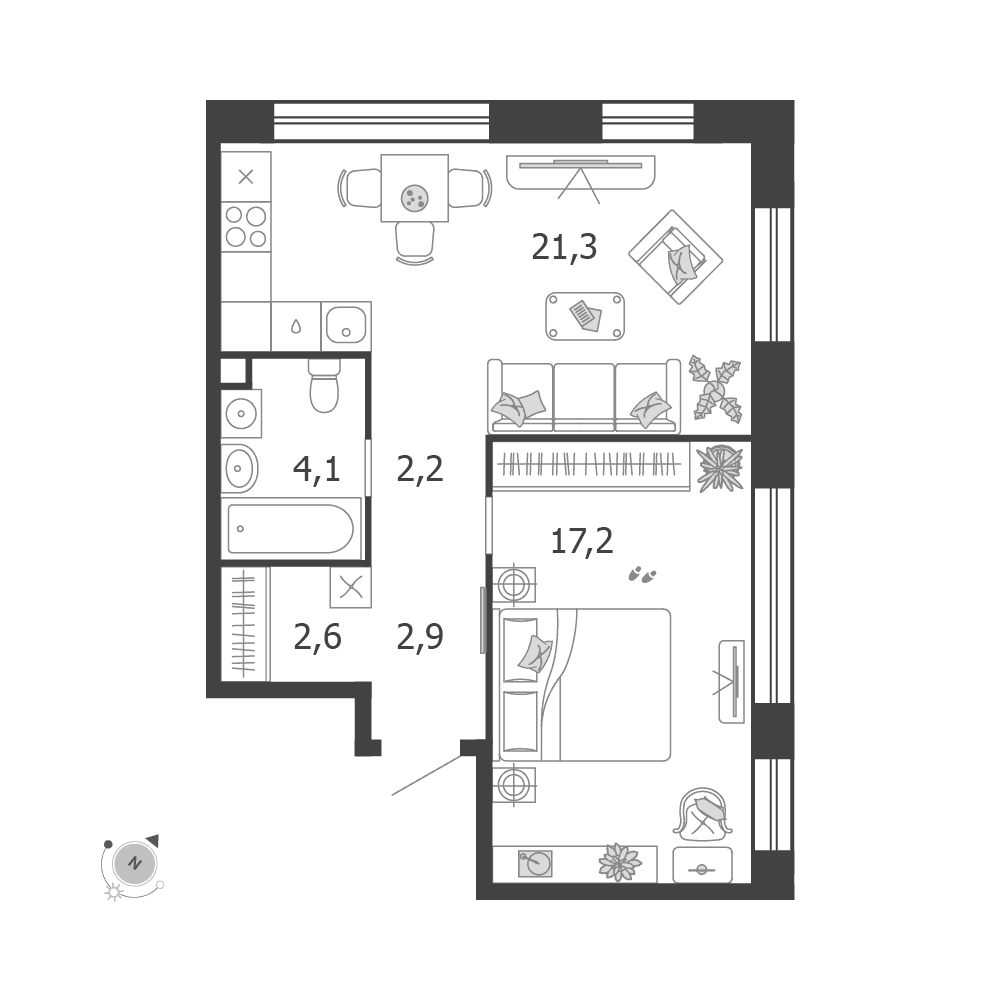 1-комнатная, 50,3 м² — 39 310 036 ₽