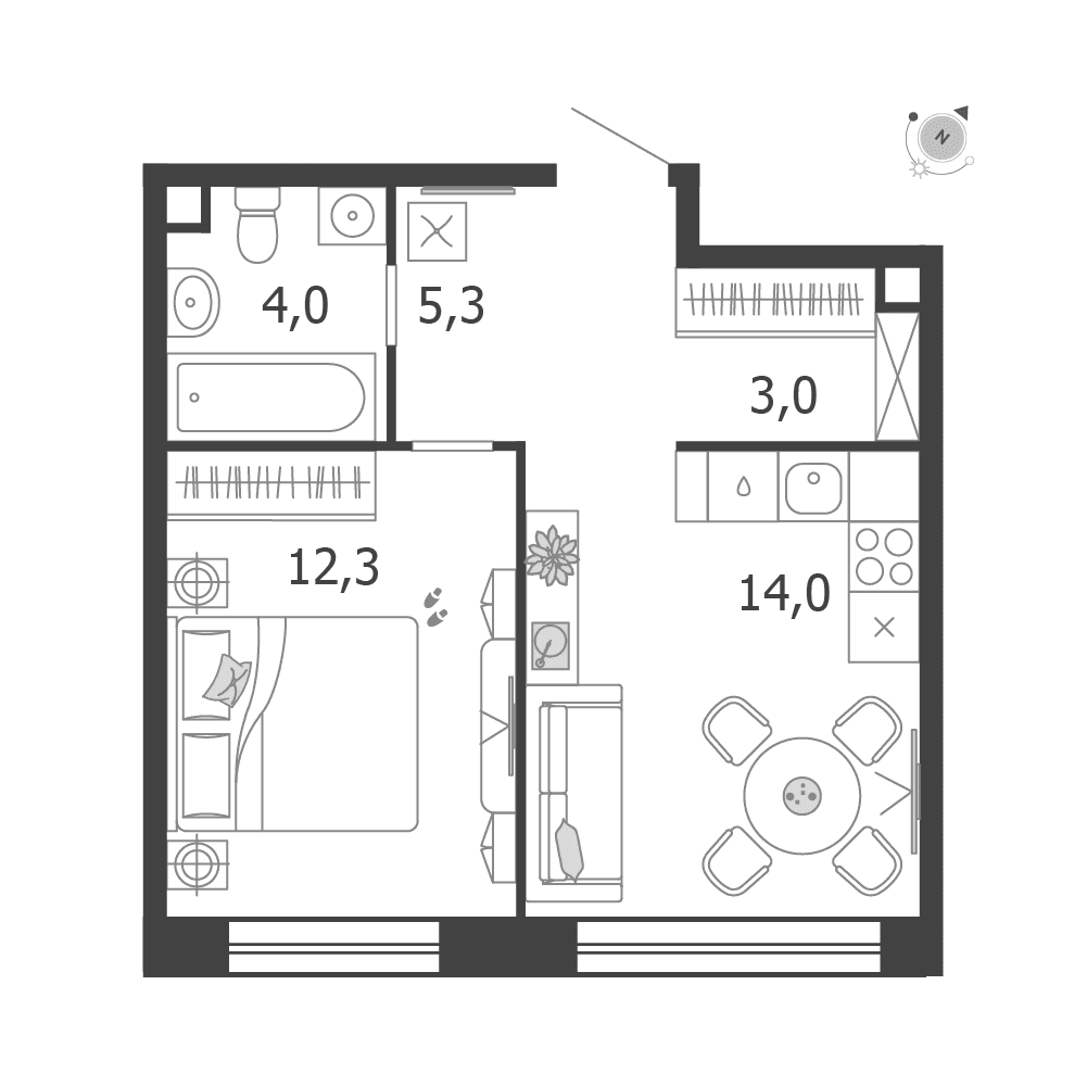 1-комнатная, 38,6 м² — 24 895 408 ₽
