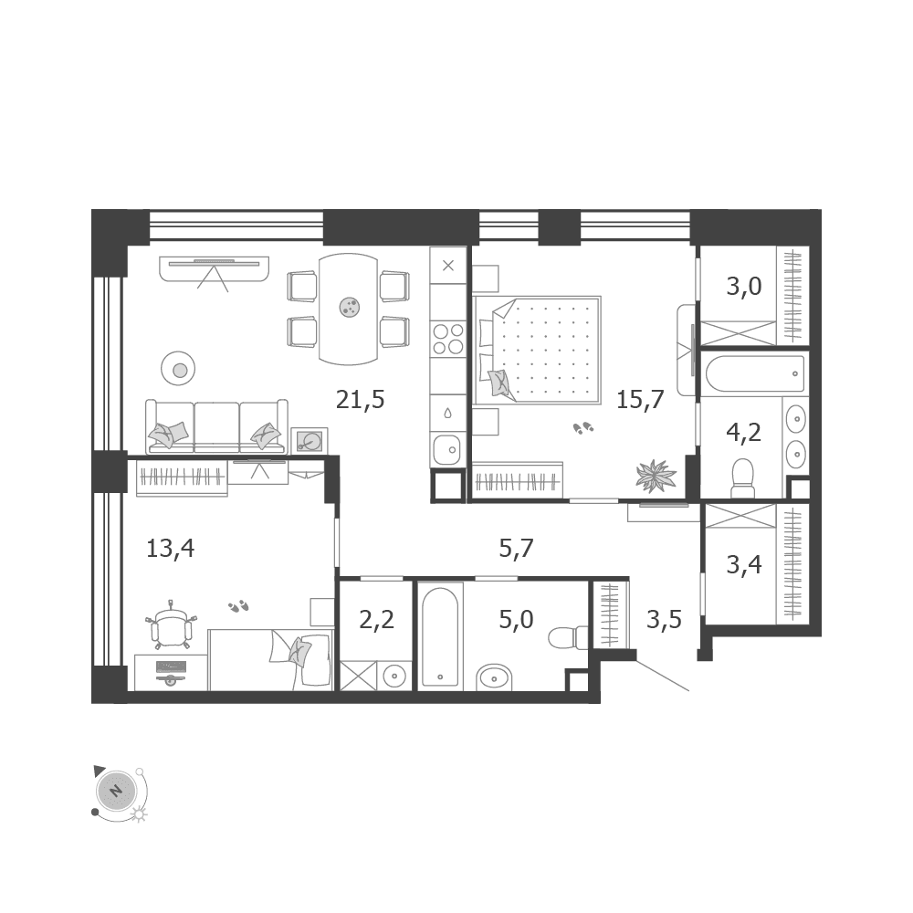 2-комнатная, 77,6 м² — 39 331 243 ₽