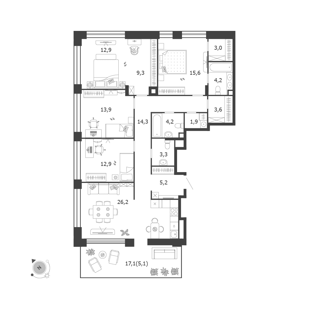 4-комнатная, 135,6 м² — 78 449 754 ₽
