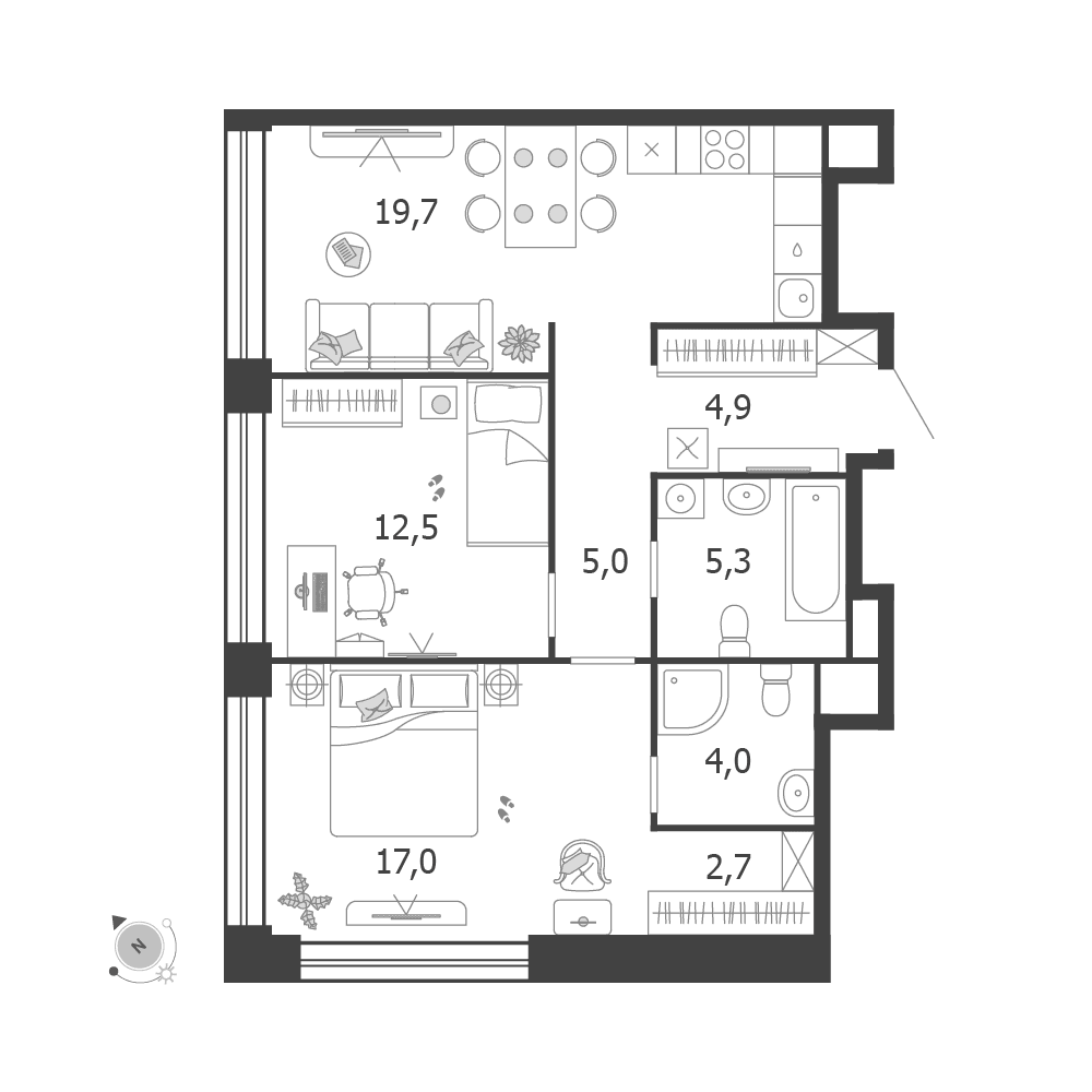 2-комнатная, 71,1 м² — 45 091 394 ₽