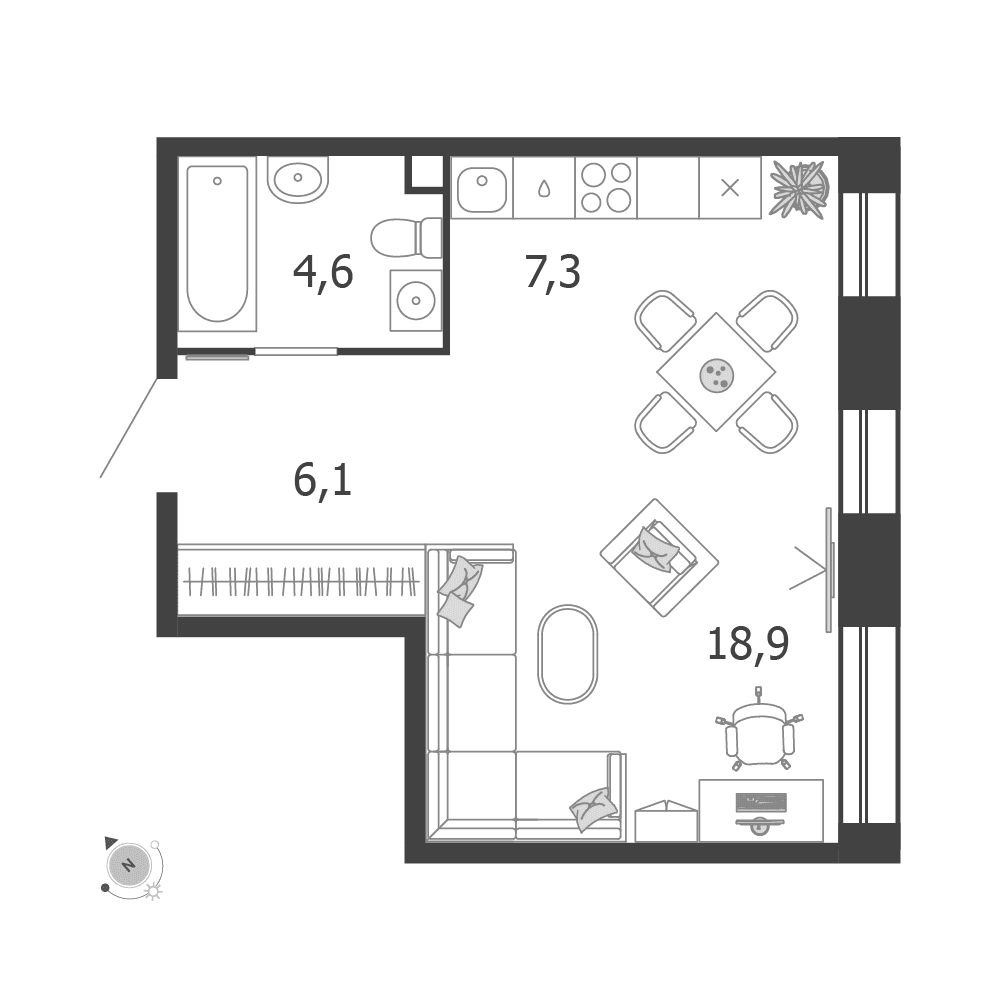 1-комнатная, 36,9 м² — 25 840 961 ₽
