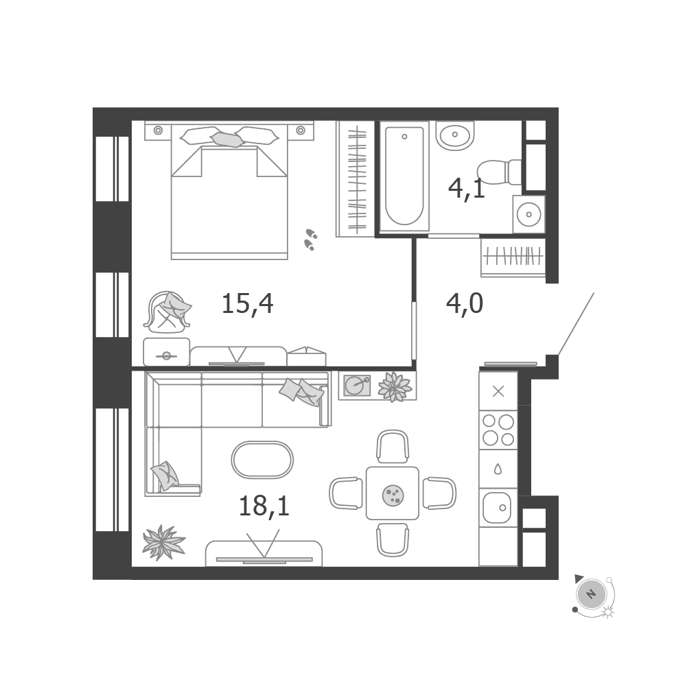 1-комнатная, 41,6 м² — 29 690 552 ₽