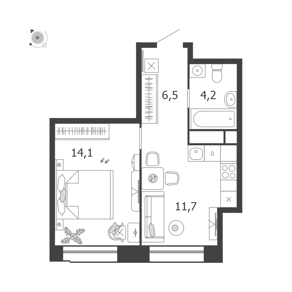 1-комнатная, 36,5 м² — 25 792 074 ₽