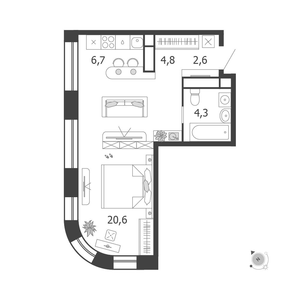 1-комнатная, 39 м² — 28 390 437 ₽