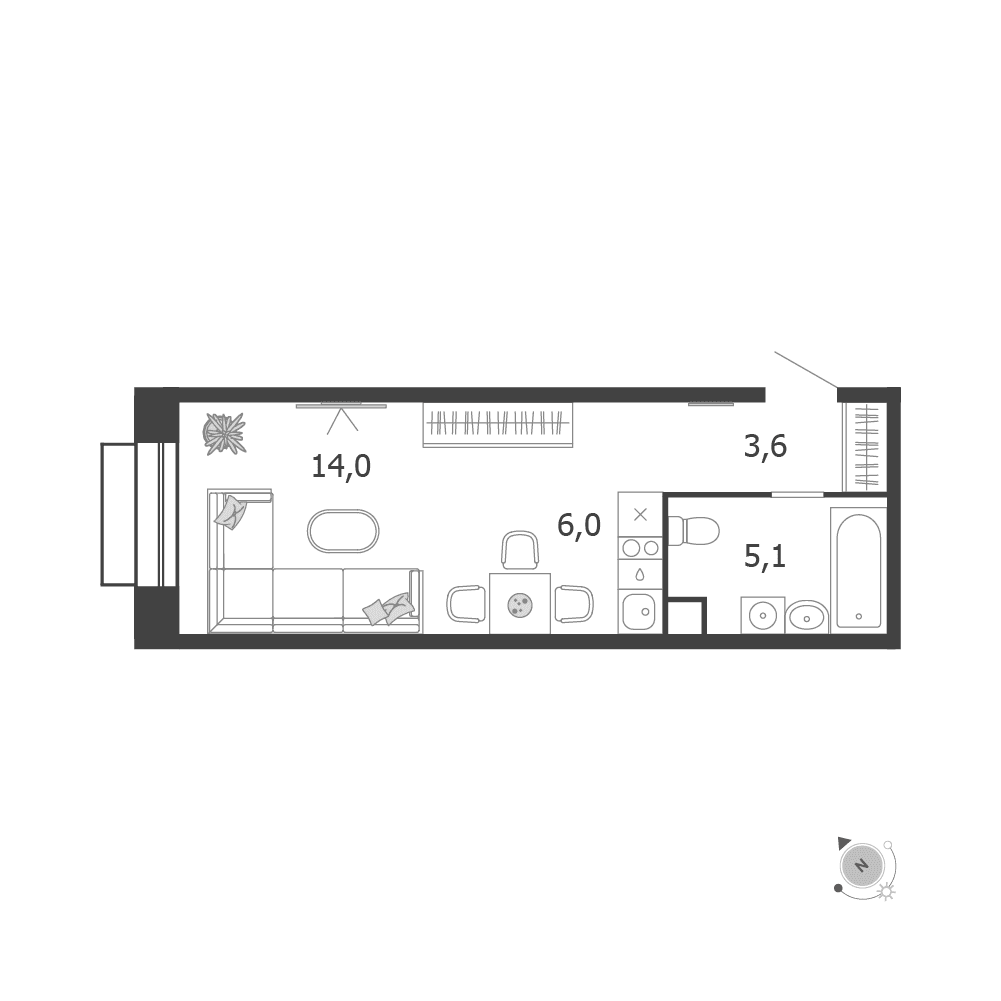 1-комнатная, 28,7 м² — 21 130 050 ₽
