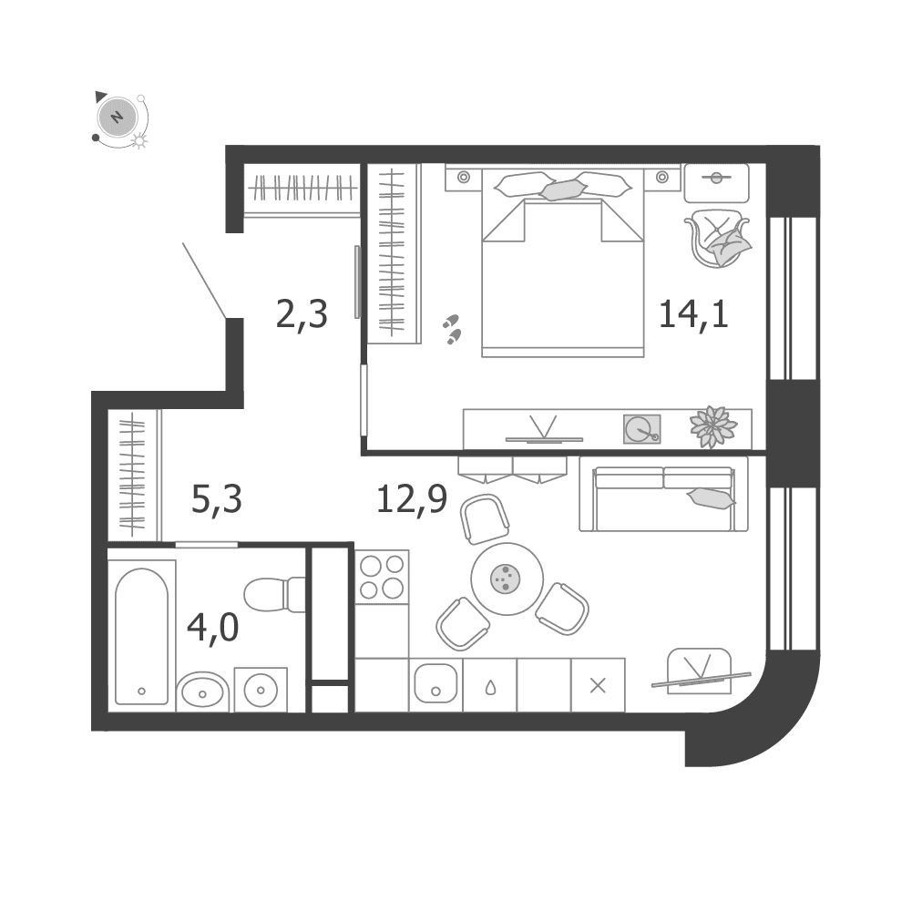 1-комнатная, 38,6 м² — 27 410 495 ₽