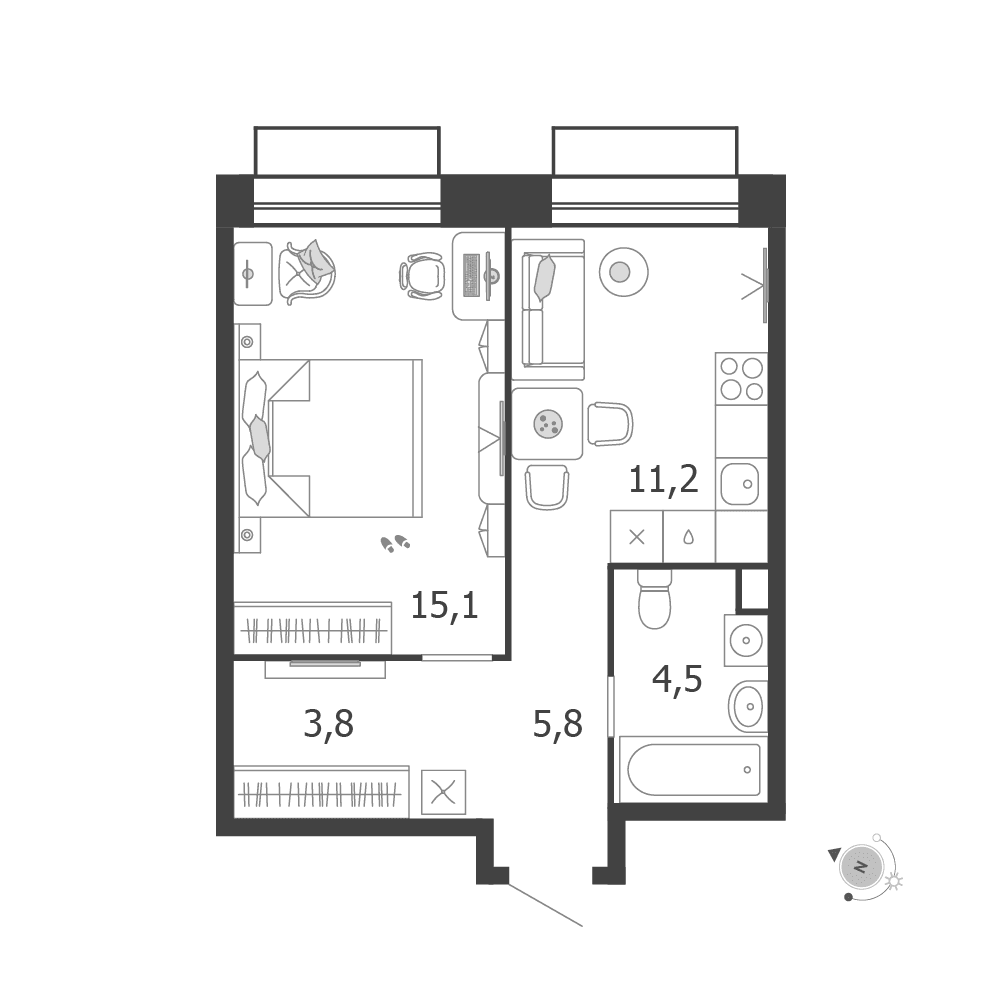 1-комнатная, 40,4 м² — 28 193 711 ₽