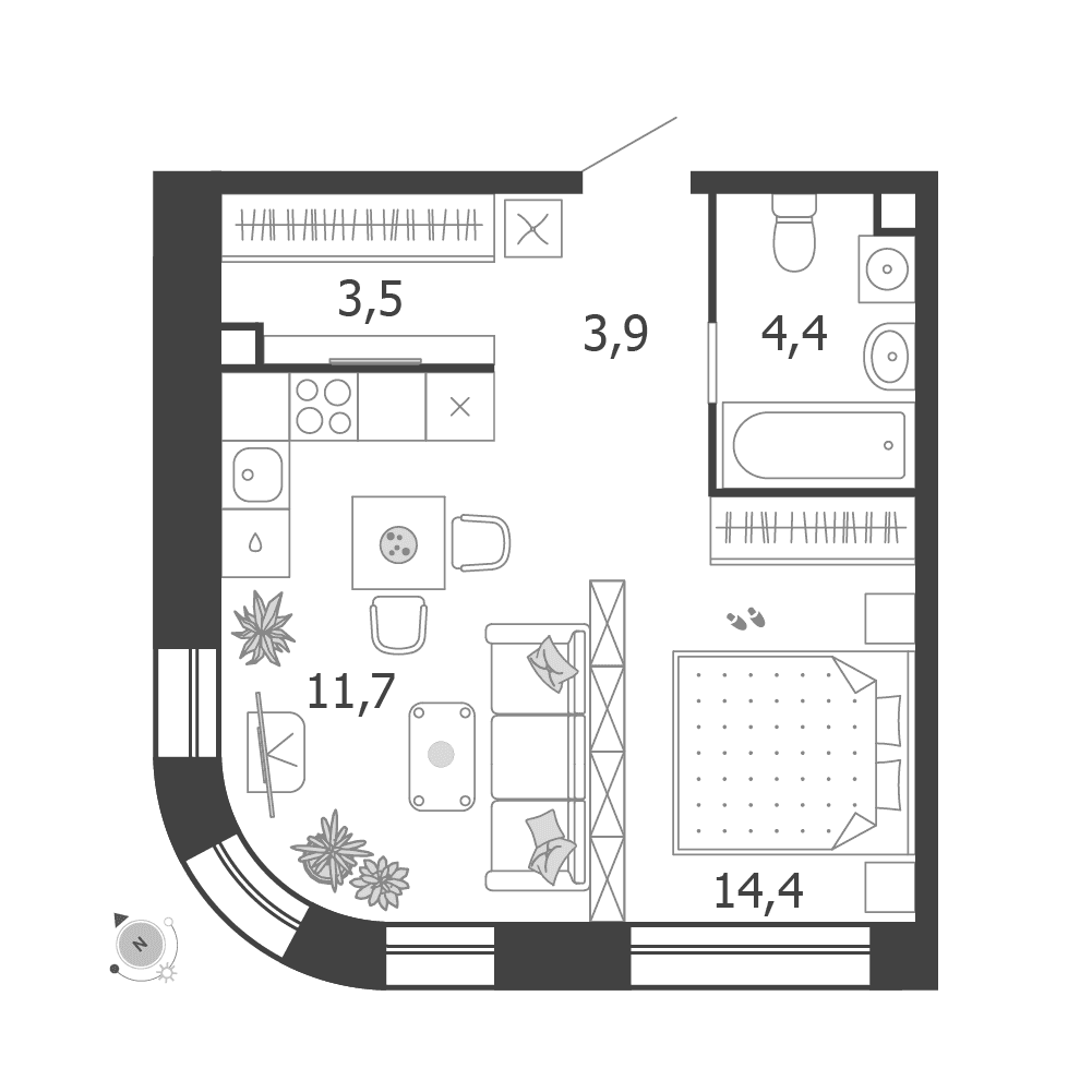 1-комнатная, 37,9 м² — 27 293 032 ₽