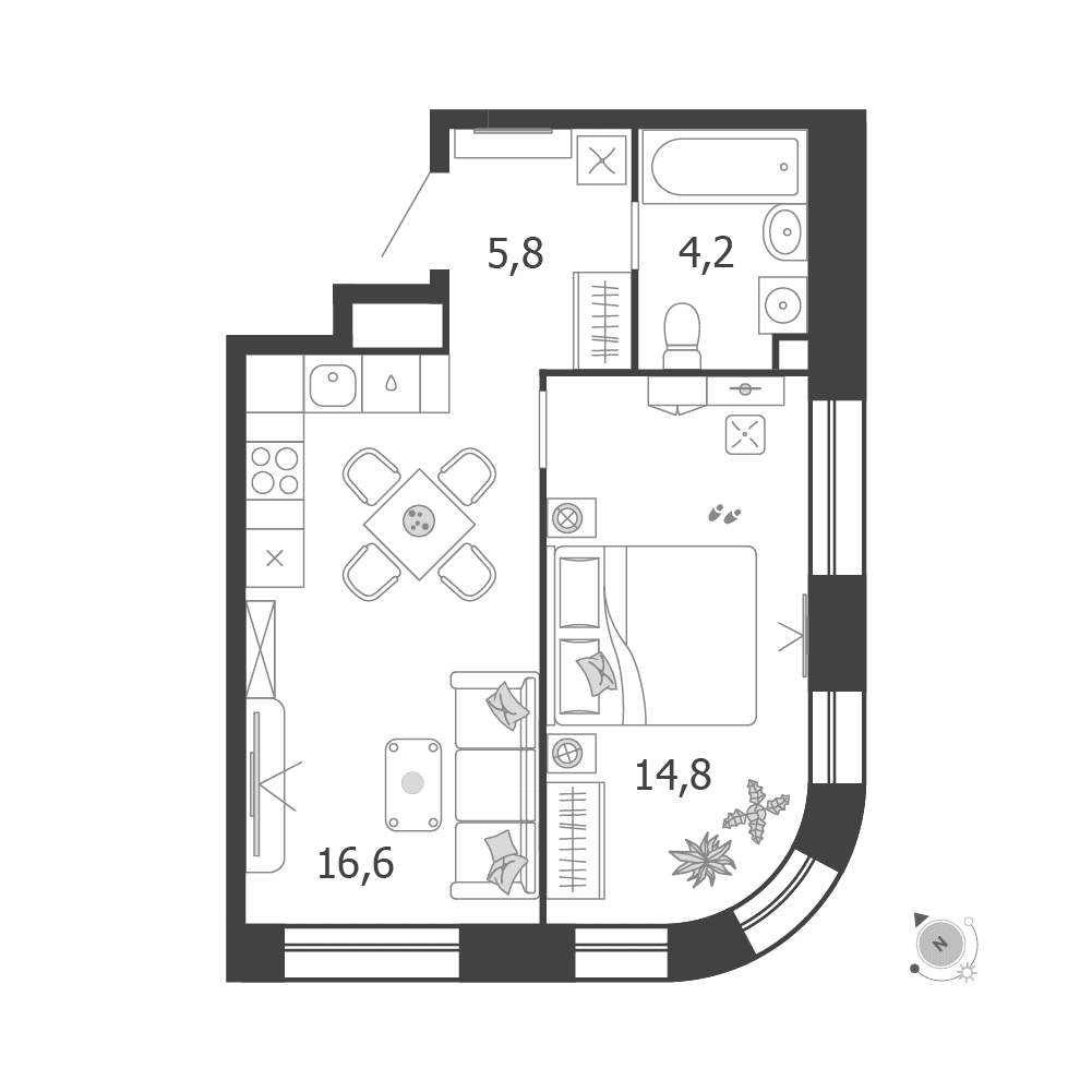 1-комнатная, 41,4 м² — 29 562 085 ₽