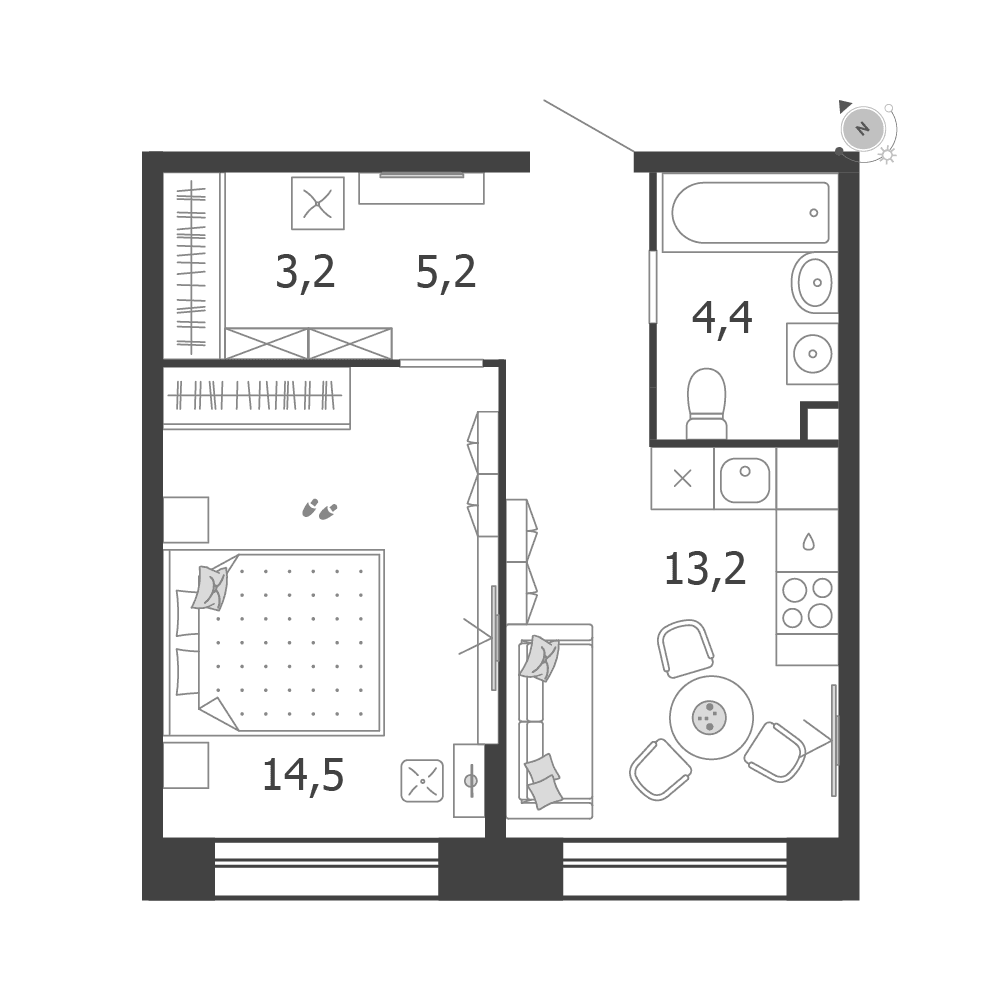 1-комнатная, 40,5 м² — 28 035 404 ₽