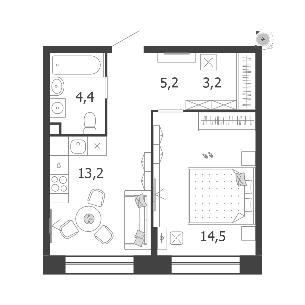 1-комнатная, 40,5 м² — 27 757 827 ₽