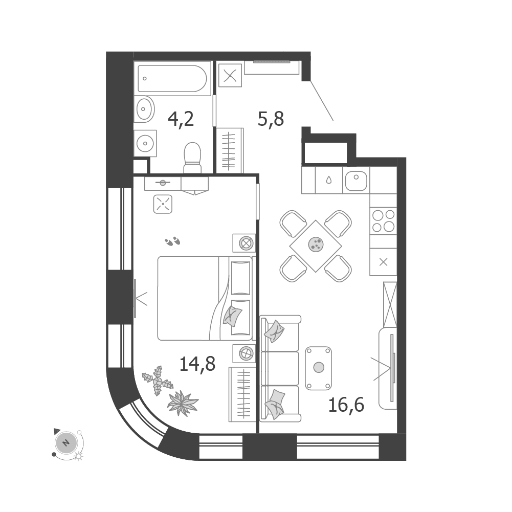 1-комнатная, 41,4 м² — 29 059 563 ₽