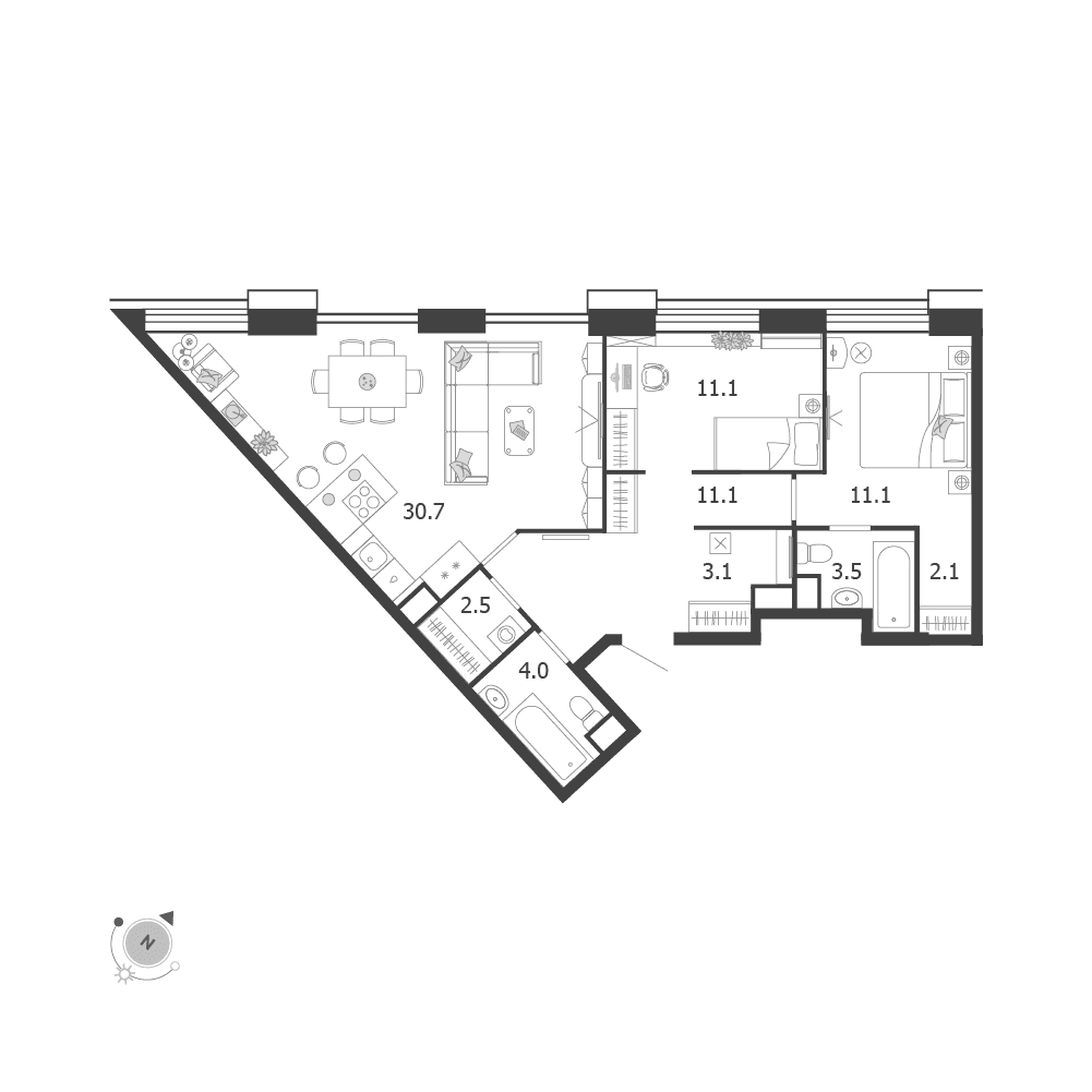 3-комнатная, 79 м² — 61 772 036 ₽