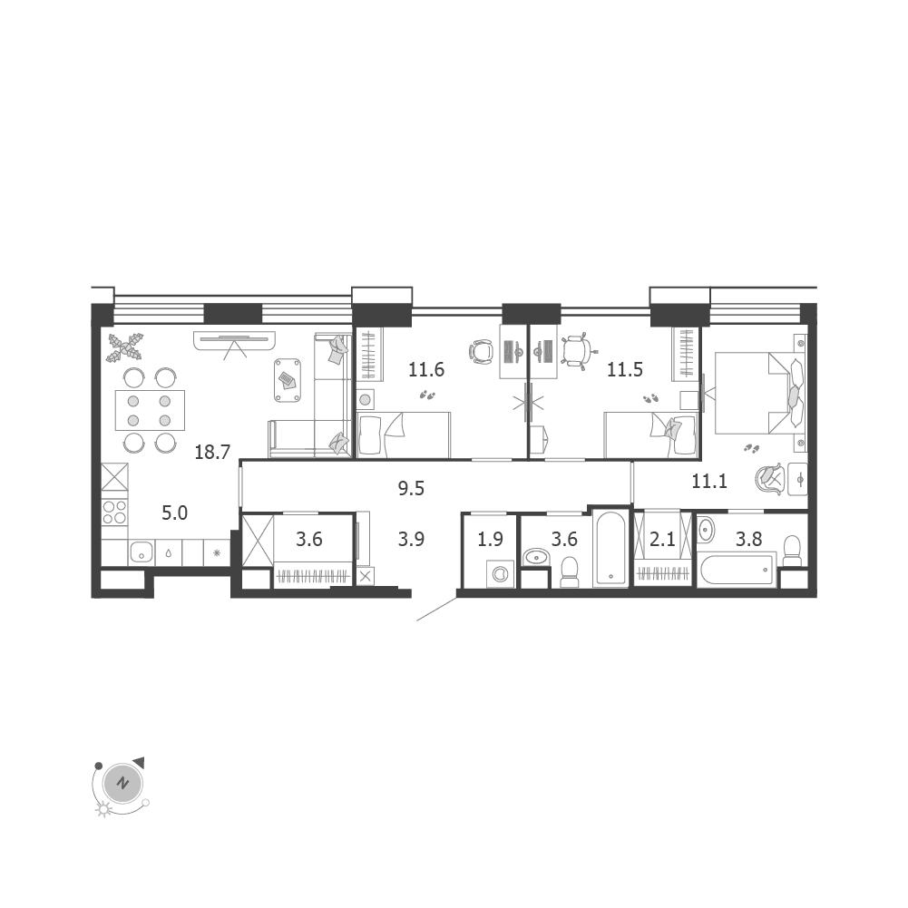 4-комнатная, 86,2 м² — 61 816 228 ₽