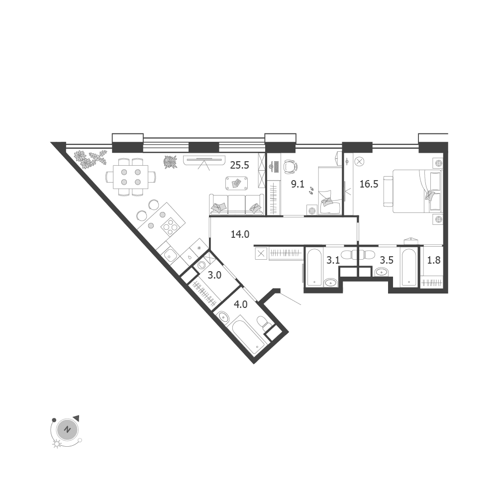 2-комнатная, 80,5 м² — 85 992 424 ₽