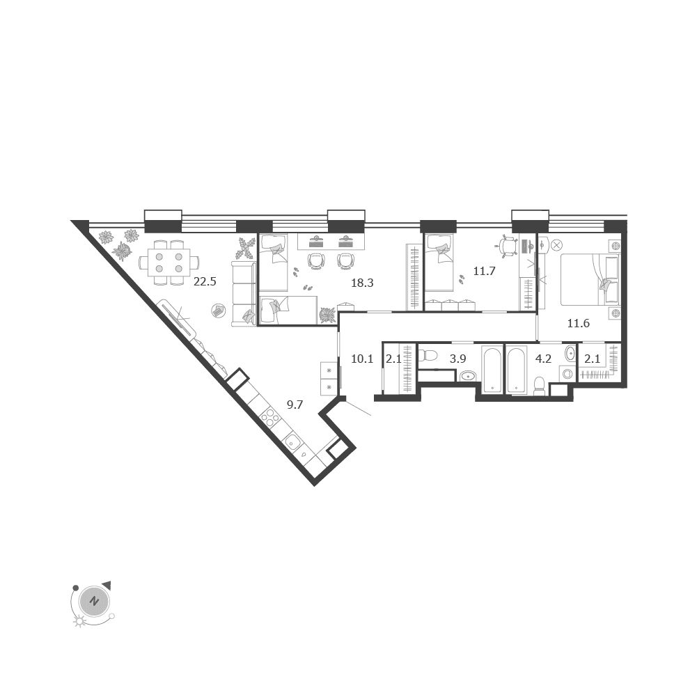 4-комнатная, 96,2 м² — 77 013 741 ₽