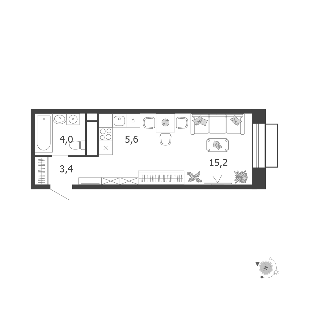 1-комнатная, 28,2 м² — 21 391 066 ₽