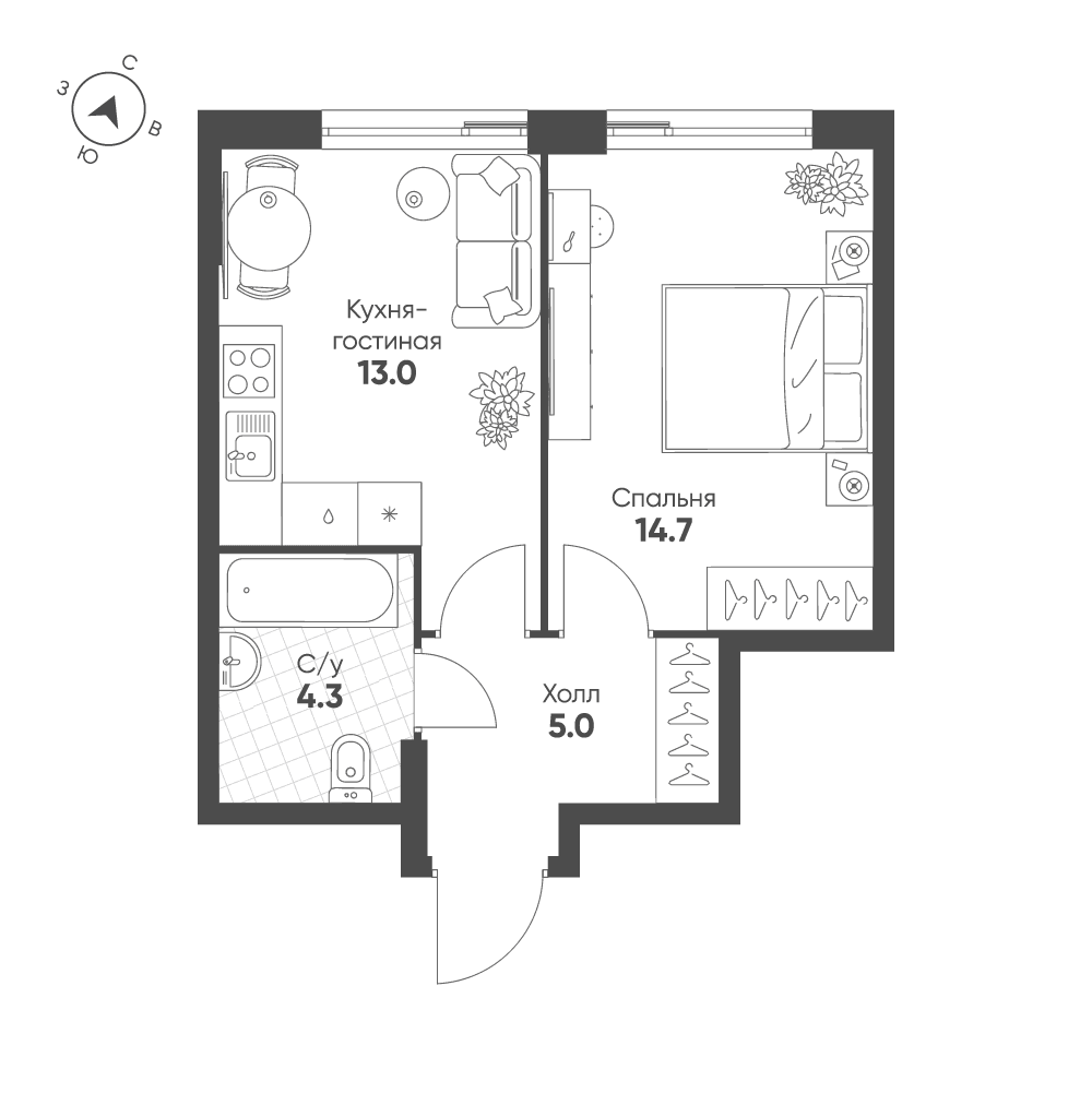 1-комнатная, 37 м² — 22 382 953 ₽