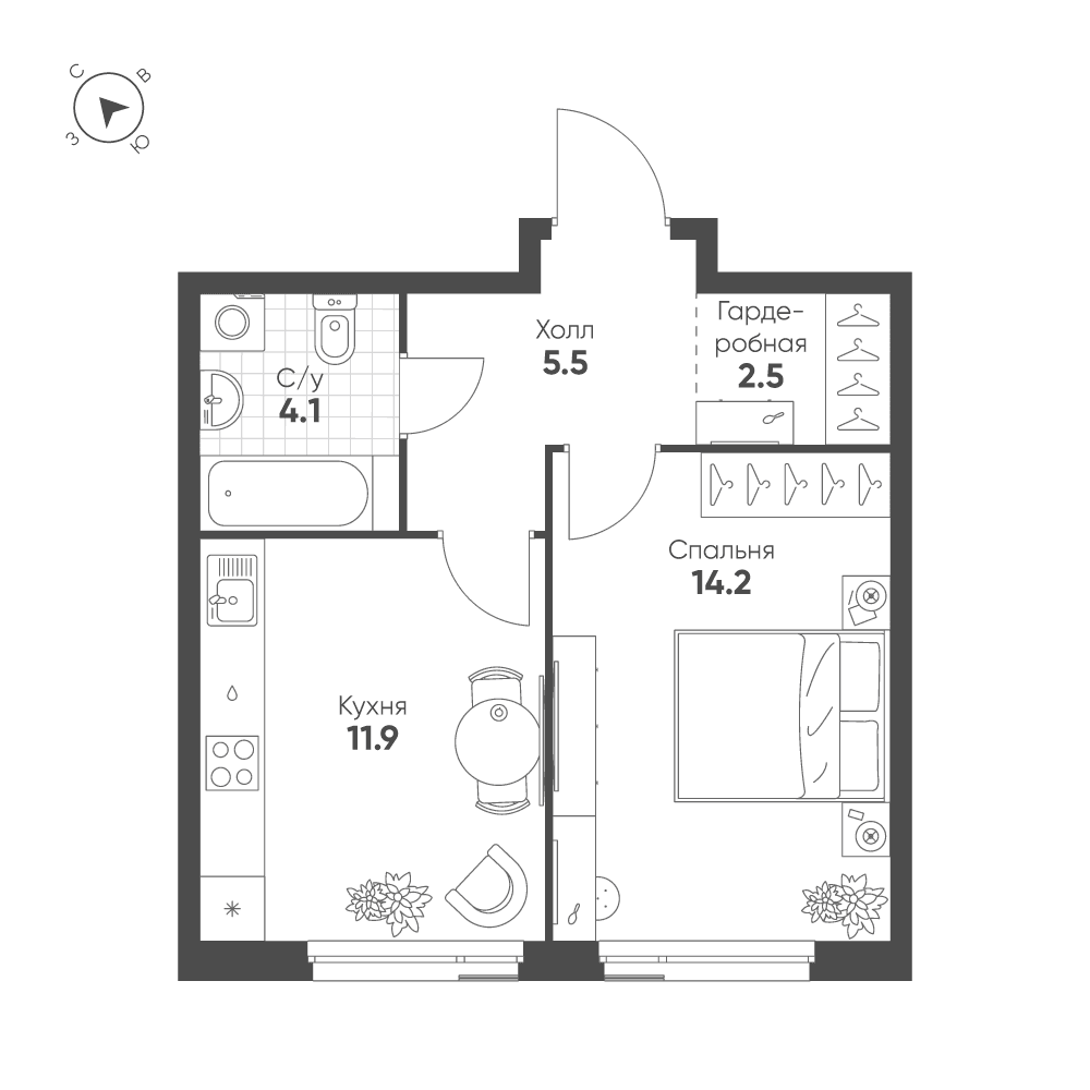 1-комнатная, 38,2 м² — 21 785 688 ₽