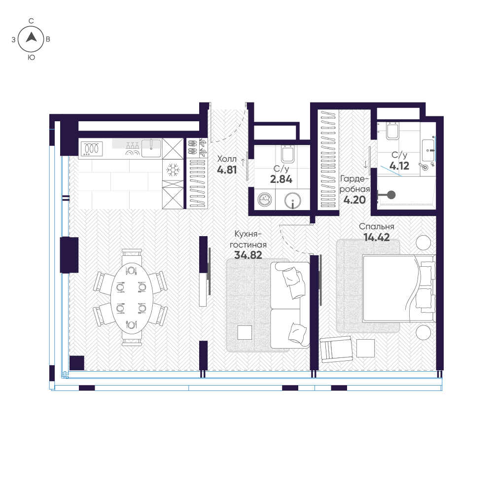 2-комнатная, 67,9 м² — 201 685 977 ₽