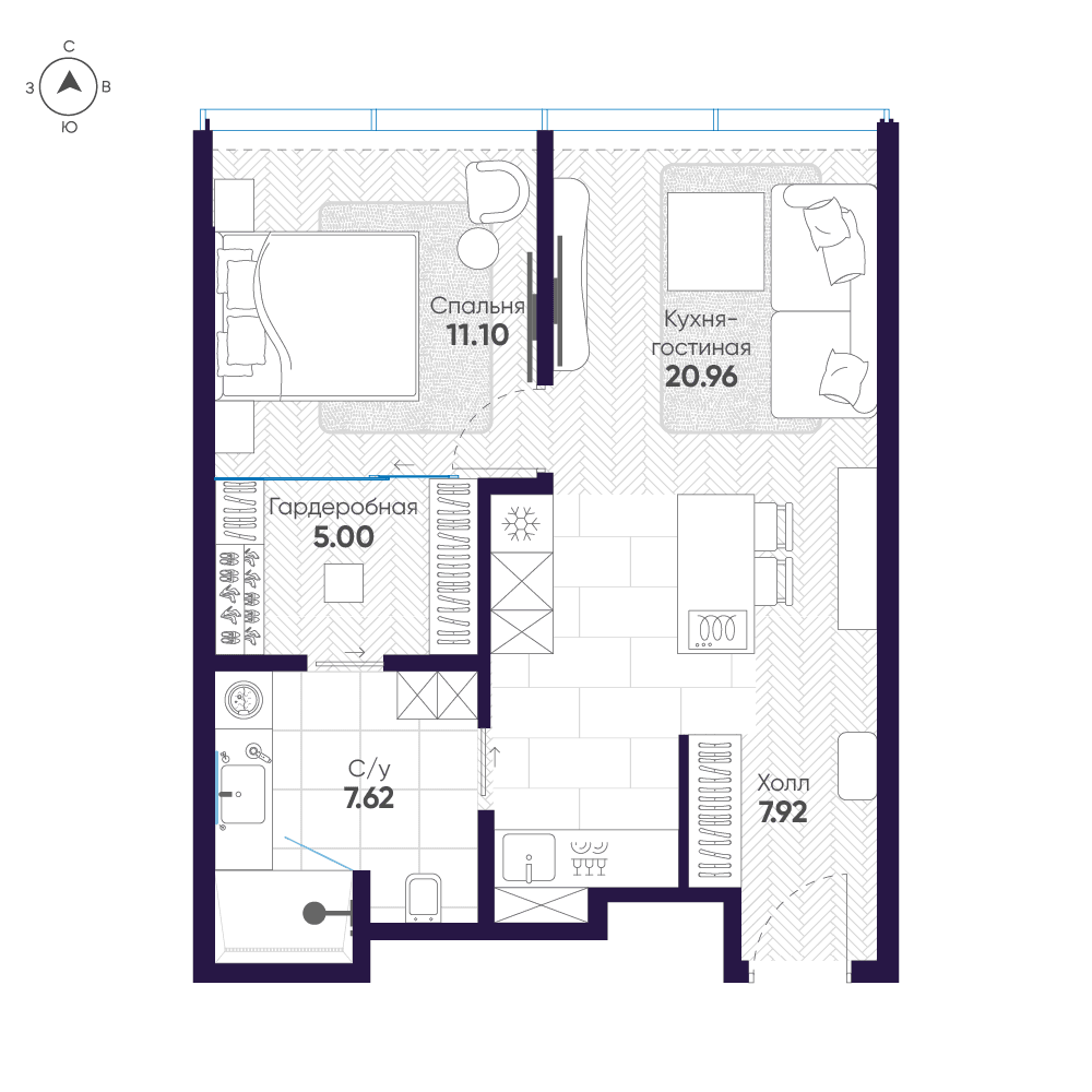 1-комнатная, 53,1 м² — 144 837 506 ₽
