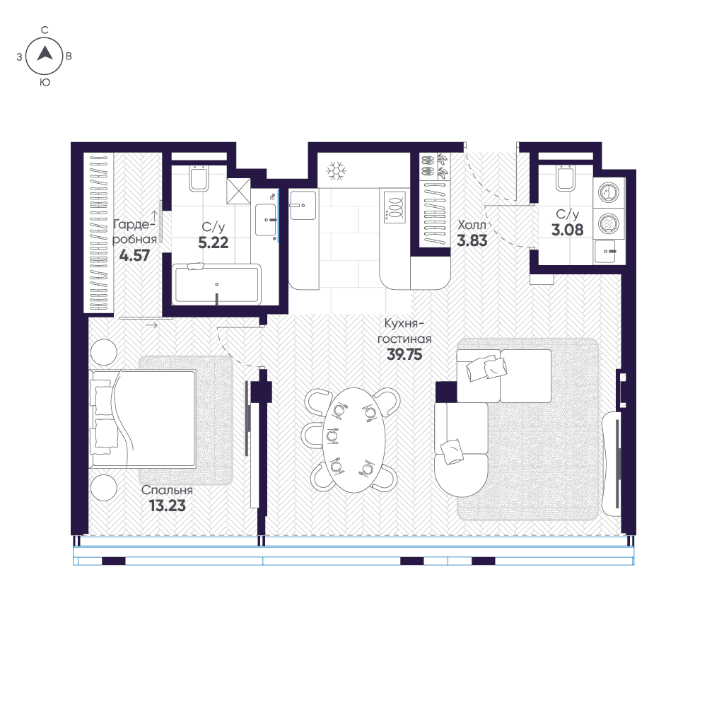 2-комнатная, 72,1 м² — 200 838 452 ₽