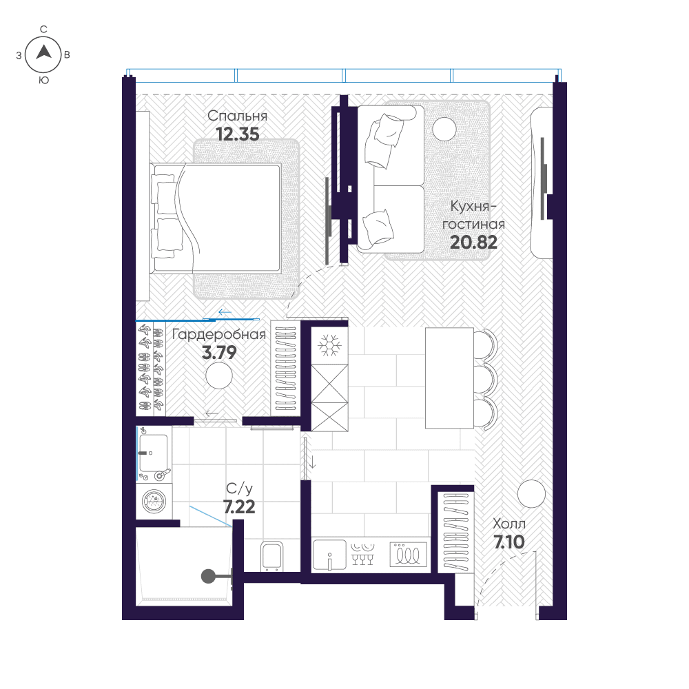 1-комнатная, 53,1 м² — 145 569 749 ₽