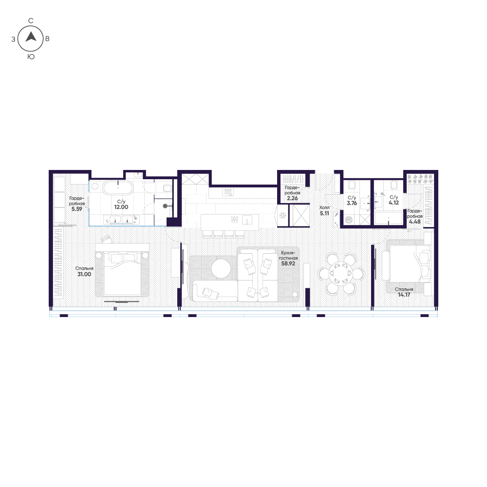 4-комнатная, 142,4 м² — 385 273 575 ₽