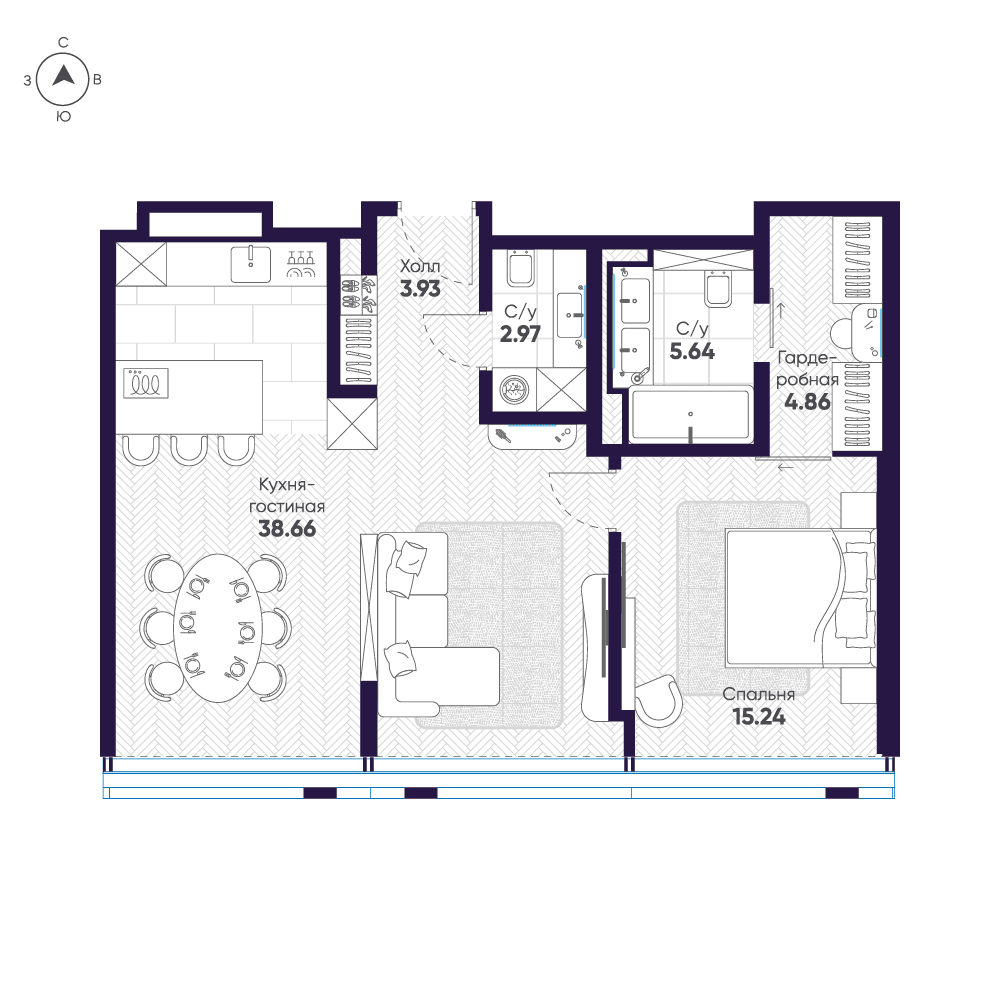 2-комнатная, 71,3 м² — 204 509 316 ₽