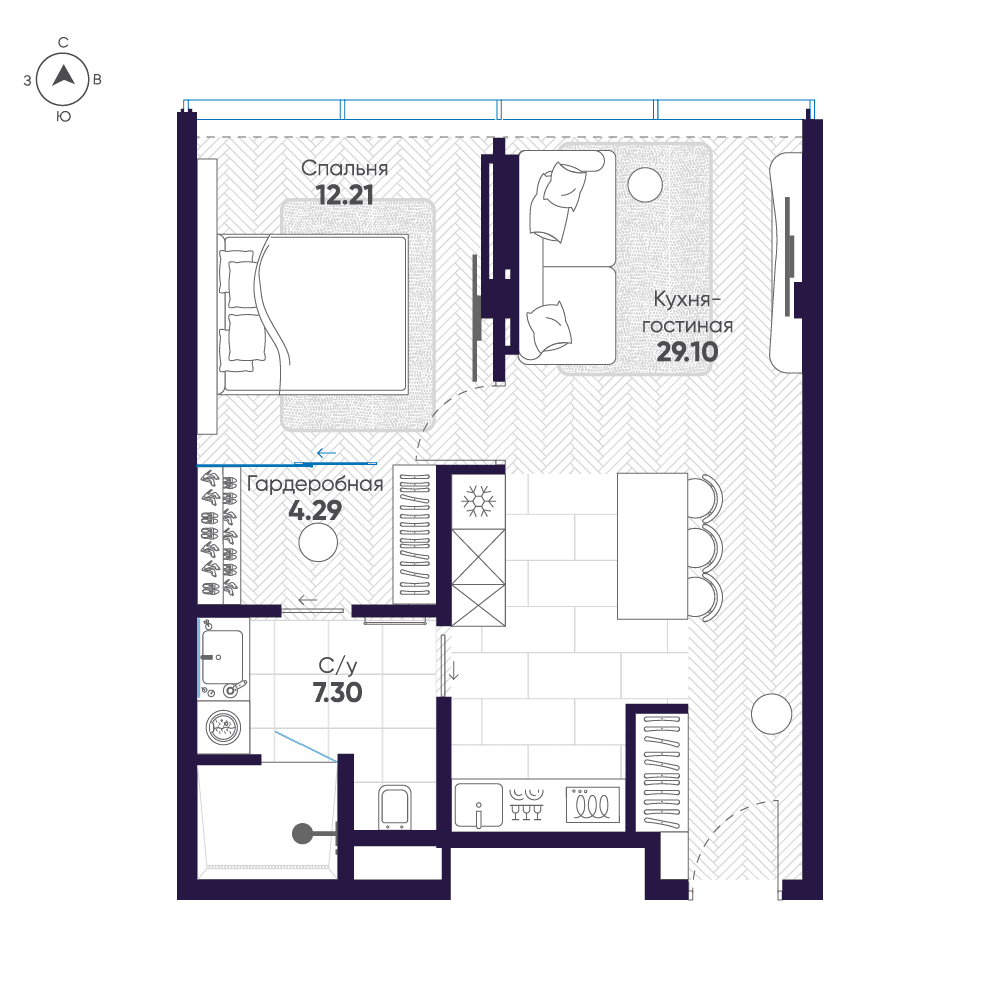 1-комнатная, 52,9 м² — 150 127 853 ₽