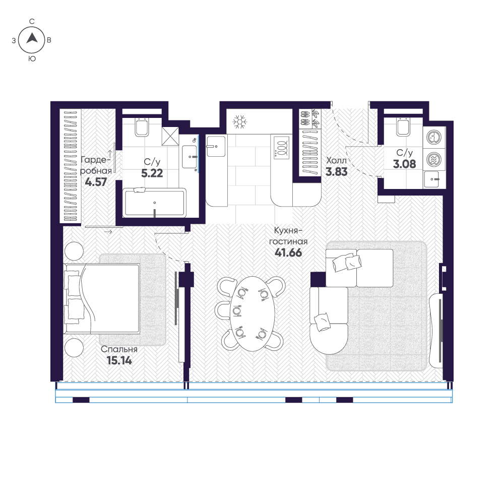 2-комнатная, 73,5 м² — 210 819 561 ₽