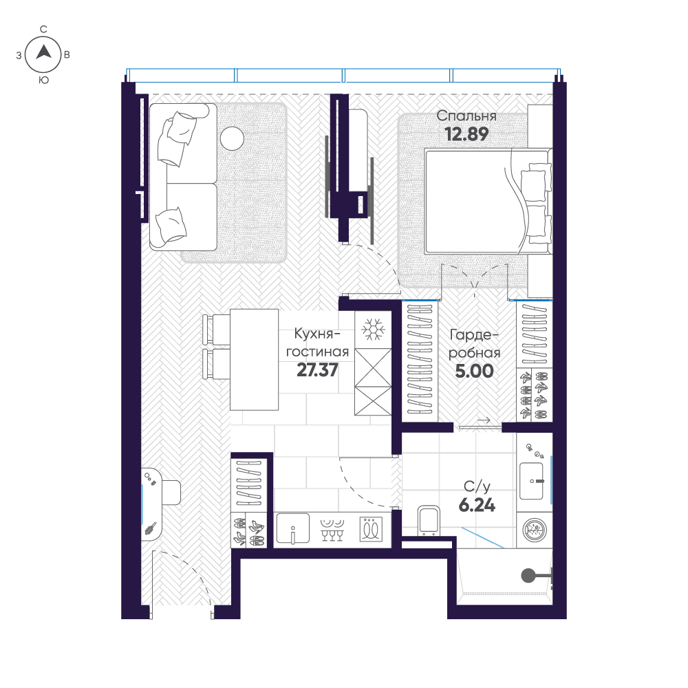 1-комнатная, 51,5 м² — 148 285 250 ₽
