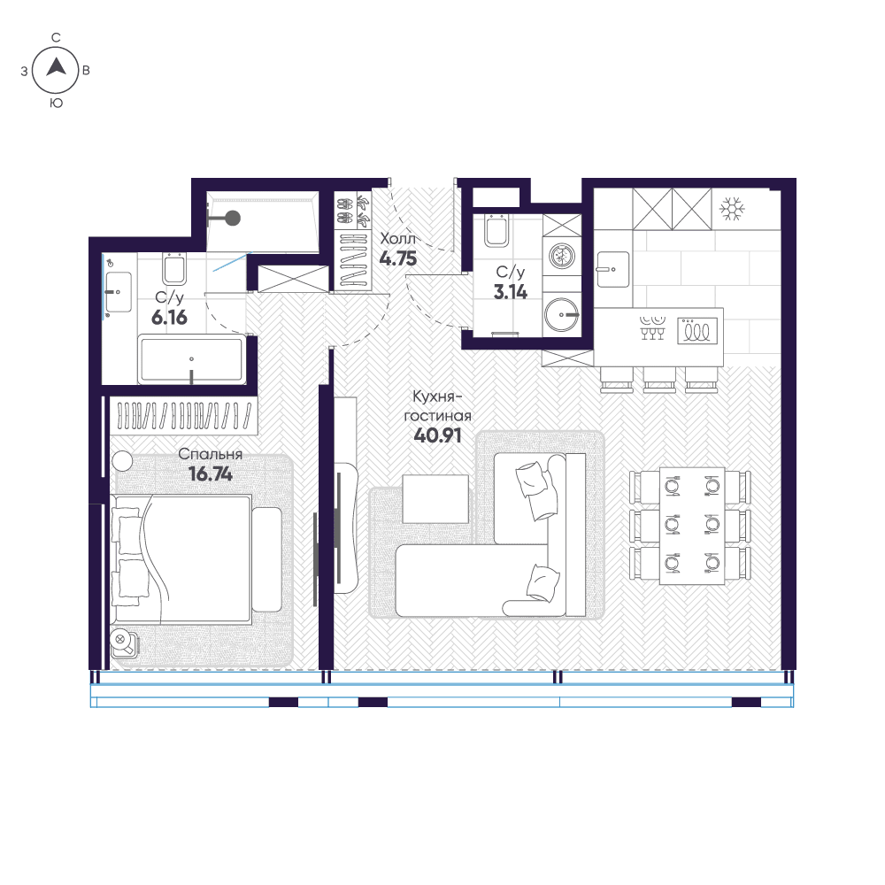 2-комнатная, 71,7 м² — 206 052 127 ₽