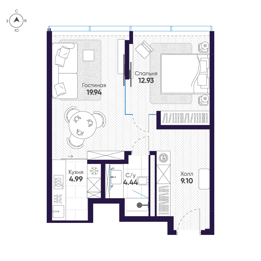 1-комнатная, 51,4 м² — 147 004 999 ₽