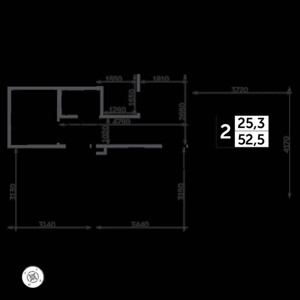 2-комнатная, 53,6 м² — 13 431 088 ₽