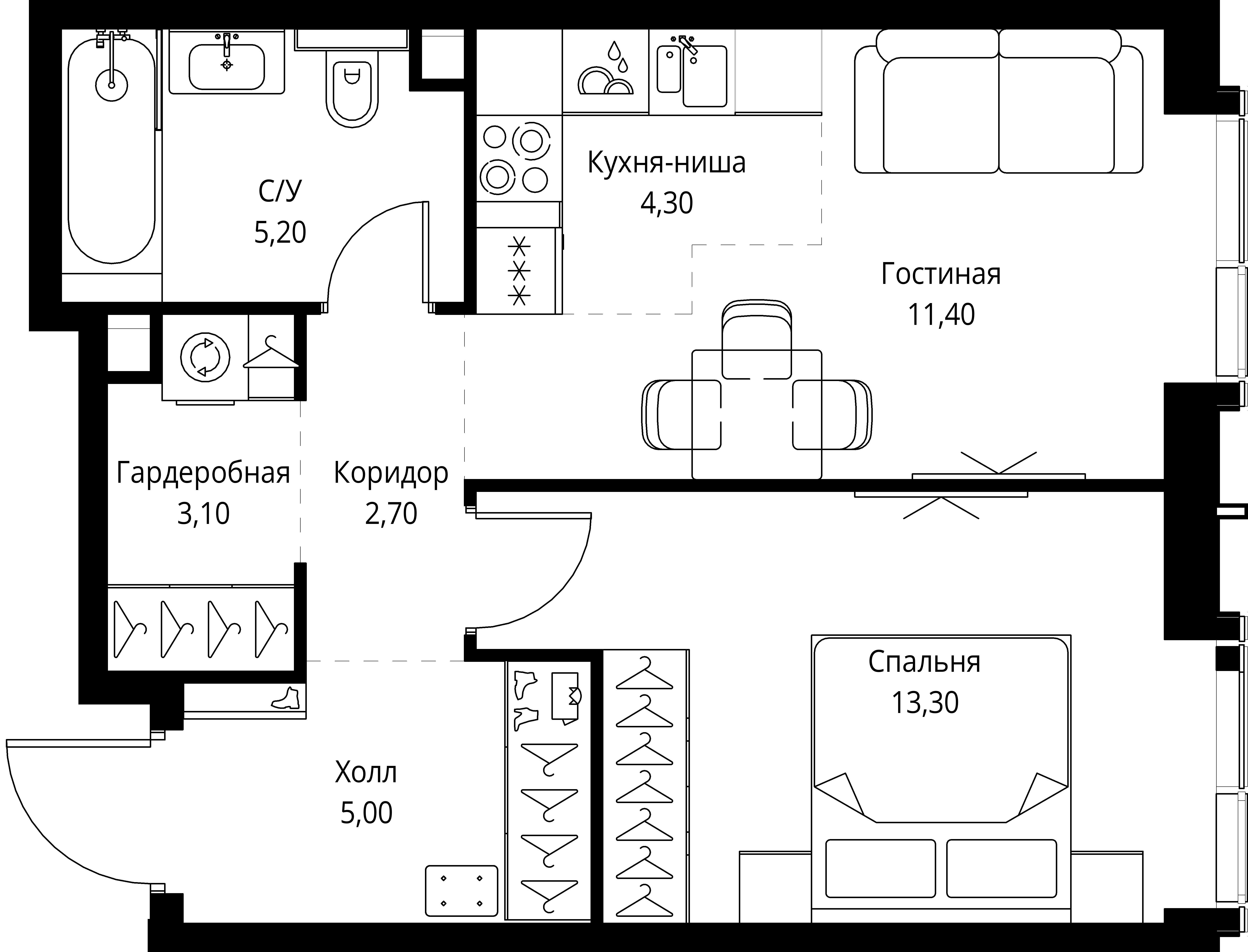 1-комнатная, 45 м² — 24 969 692 ₽
